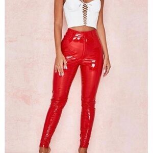 Red latex pants house of cb